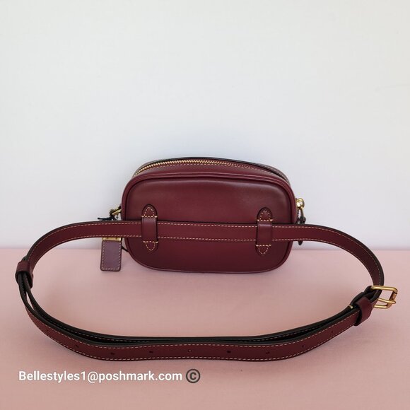 COACH 1941 Small BELT Bag in Signature Jacquard and Smooth Leather- Tan Scarlet - Picture 9 of 16